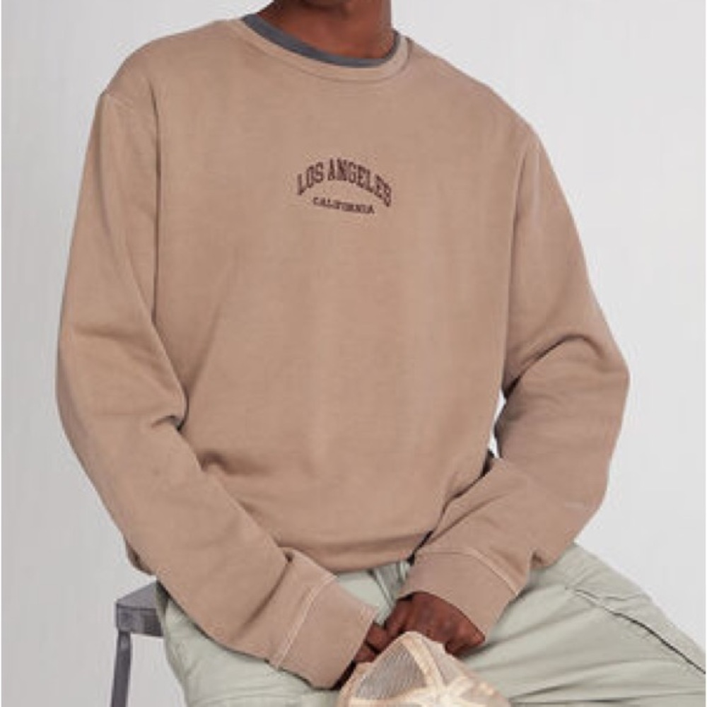 Brown Embroidered Los Angeles Crewneck Sweatshirt